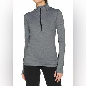 Nike Pro‎ Dri Fit Hyperwarm Women’s Sz XL Gray Fitted Half Zip 3.0 Pullover